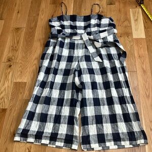 NWT J. Crew Navy and White Checkered Jumpsuit size 22